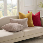 decorUhome Red Chenille Throw Pillow Covers 18x18 Set of 2 Textured Soft Cozy - Image 7