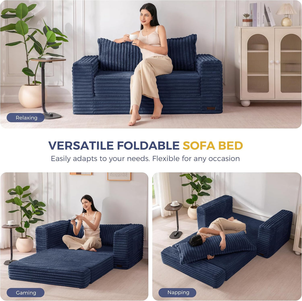 MAXYOYO Convertible Sofa Bed, Pull-Out Loveseat Couch Bed for Small Space