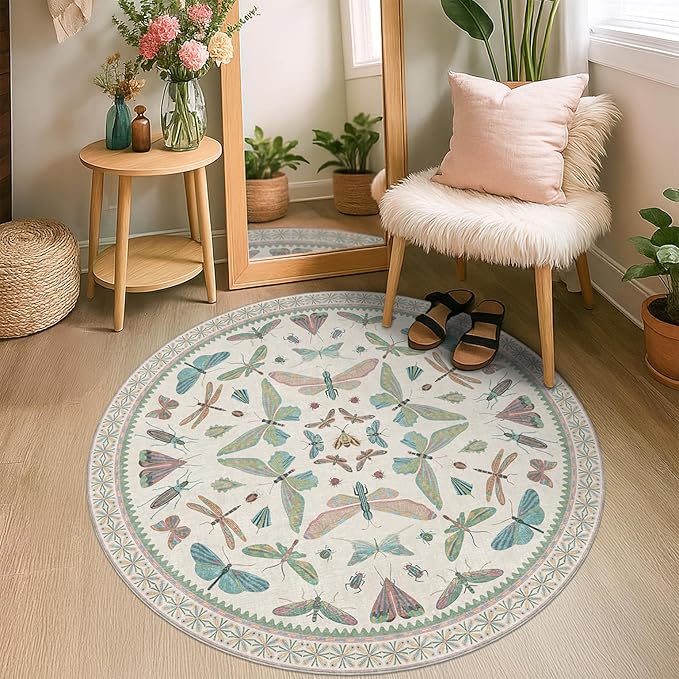 Cream Round Rugs 4ft for Living Room - Image 3