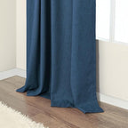 Navy Blue Linen Textured Blackout Curtains 72 Inches Long - Image 7