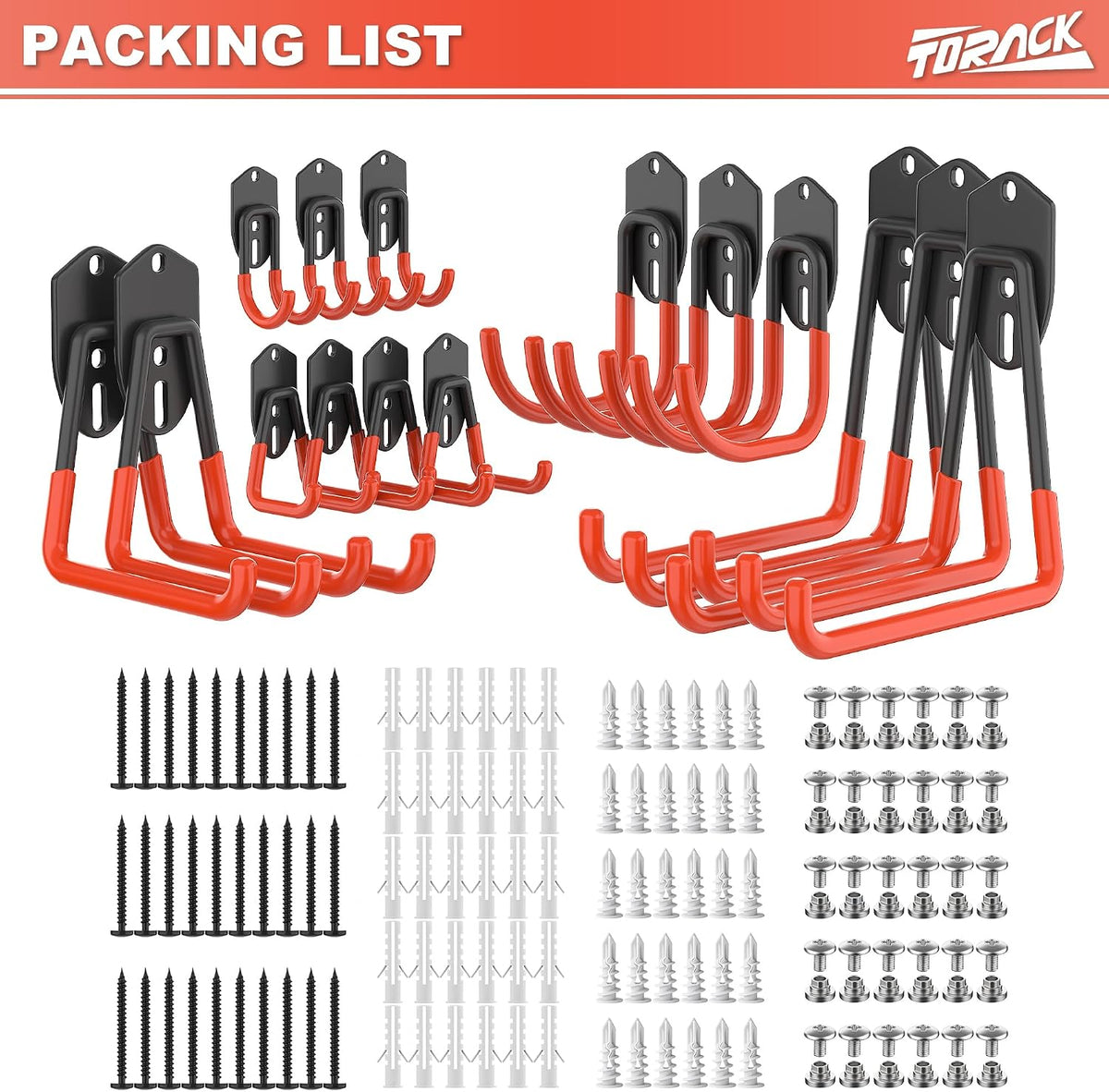 TORACK 15 PCS Garage Storage System Hooks, Shelving Hooks