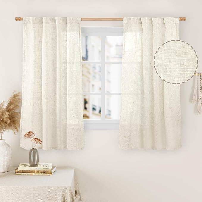 LAMIT Semi Sheer 48 Inch Linen Curtains by LAMIT