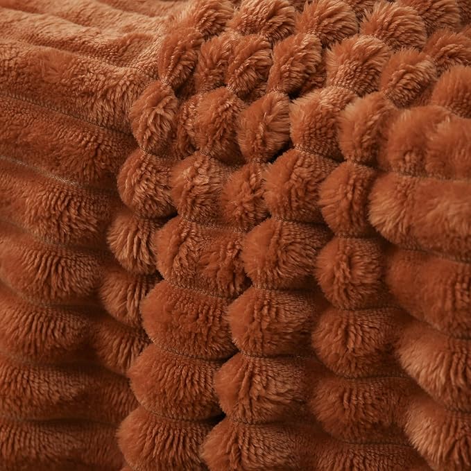 Burnt Orange Fleece Throw Blanket 108”×90” - Image 5