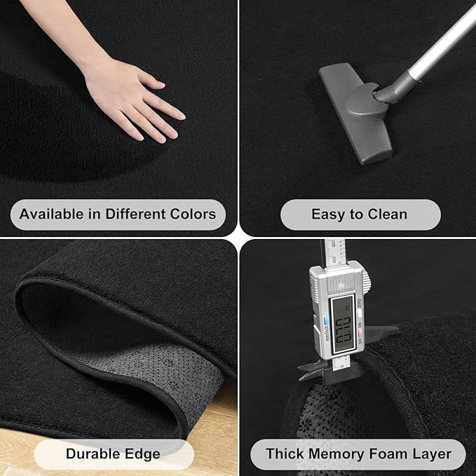 Amearea Modern Washable Runner Rugs, 2x4 Feet Black Bedroom Runner Rug - Image 5