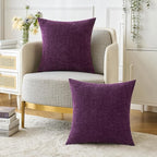 MIULEE Pack of 2 Couch Throw Pillow Covers 20x20 Inch Soft Plum Purple Chenille - Image 5
