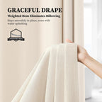 Beige Linen Textured Waterproof Cloth Shower Curtain Set, 72x72, Cream