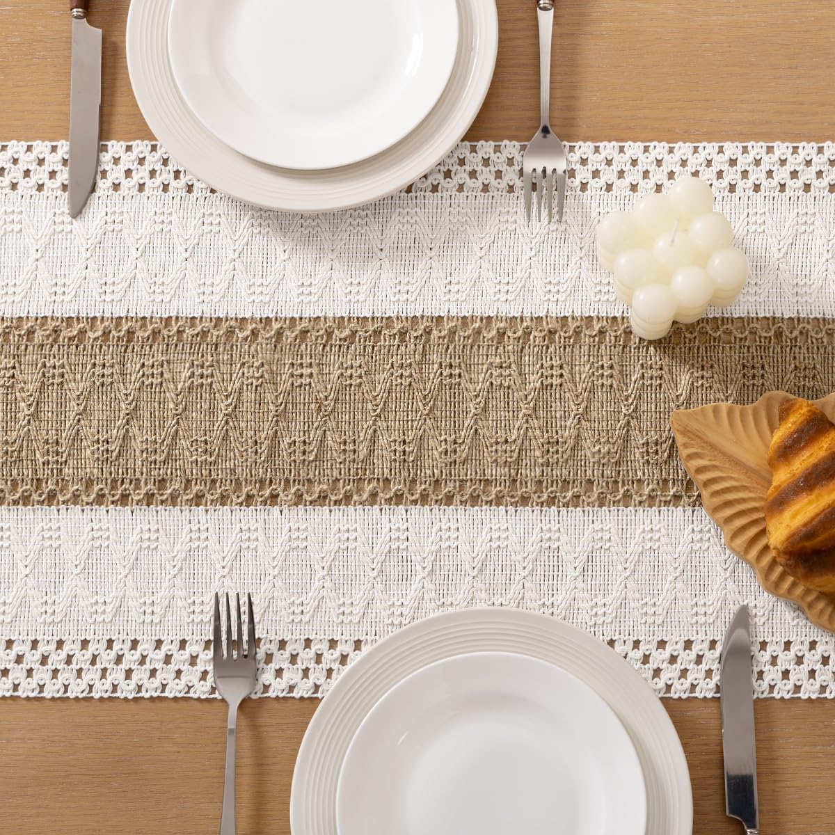 Boho Table Runner Fall Farmhouse Rustic Dining Dresser Scarf Home Decor