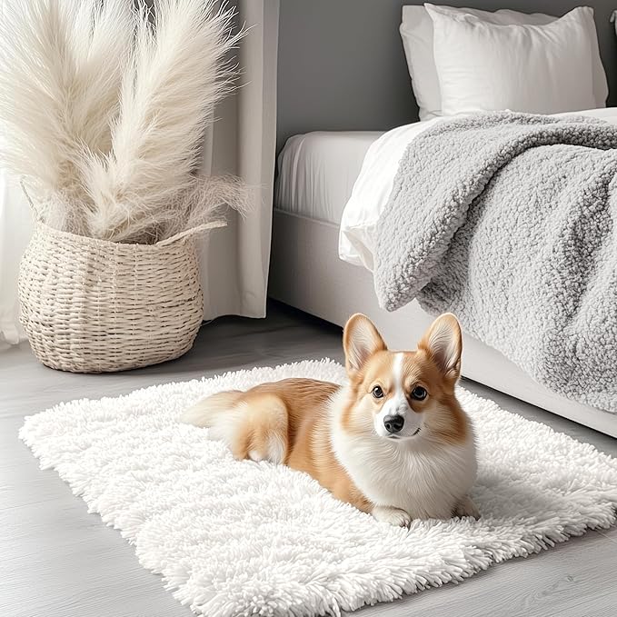 OLANLY 2x2 Machine Washable Small Rug, Soft Fluffy Shaggy Throw Rug by OLANLY