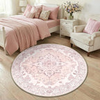 Area Rugs 4ft Washable Non-Slip, Floral Vintage Distress Print Pattern - Image 3
