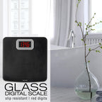 Taylor Digital Bathroom Scale, 440 lb Cap, Red LED, Anti-Slip, Black