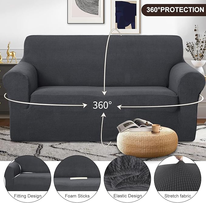 U-NICE HOME Oversized Stretch Loveseat Couch Cover Sofa Covers Washable Sofa - Image 3