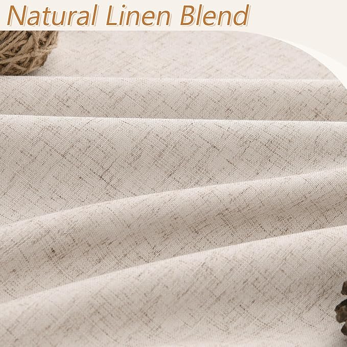 Guken Oatmeal 100% Blackout Curtains 90 Inch Length 2 Panels Set - Image 3