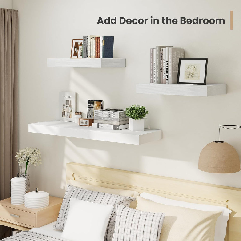 Heimlove 48 x 12 Deep Floating Shelves Wall Mounted Set of 2 White
