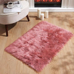 Ashler Faux Fur Rug: Ultra Soft, Fluffy Shaggy 2 x 3 Feet Rectangle, Blush Pink - Image 2