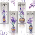 Gerrii 4 Pcs Lavender Bathroom Decor Purple Wall Art 10 x 4 in,Lavender