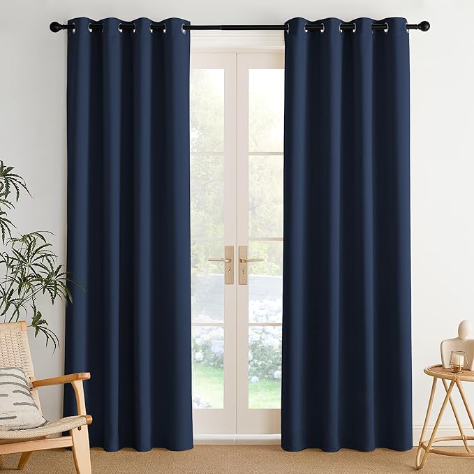 NICETOWN Room Darkening Draperies Curtains Panels, 2 Panels Navy Blue W52 x L84 by NICETOWN