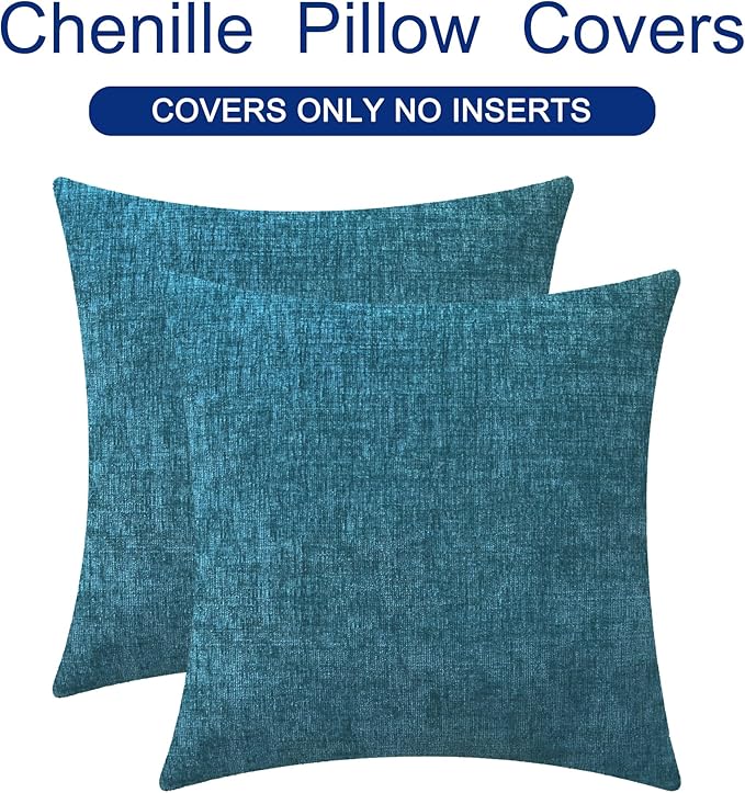 CaliTime Throw Pillow Covers Decorative 22 X 22 Inches Pack of 2 Cozy Chenille - Image 6