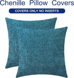 CaliTime Throw Pillow Covers Decorative 24 X 24 Inches Pack of 2 Cozy Chenille - Image 6