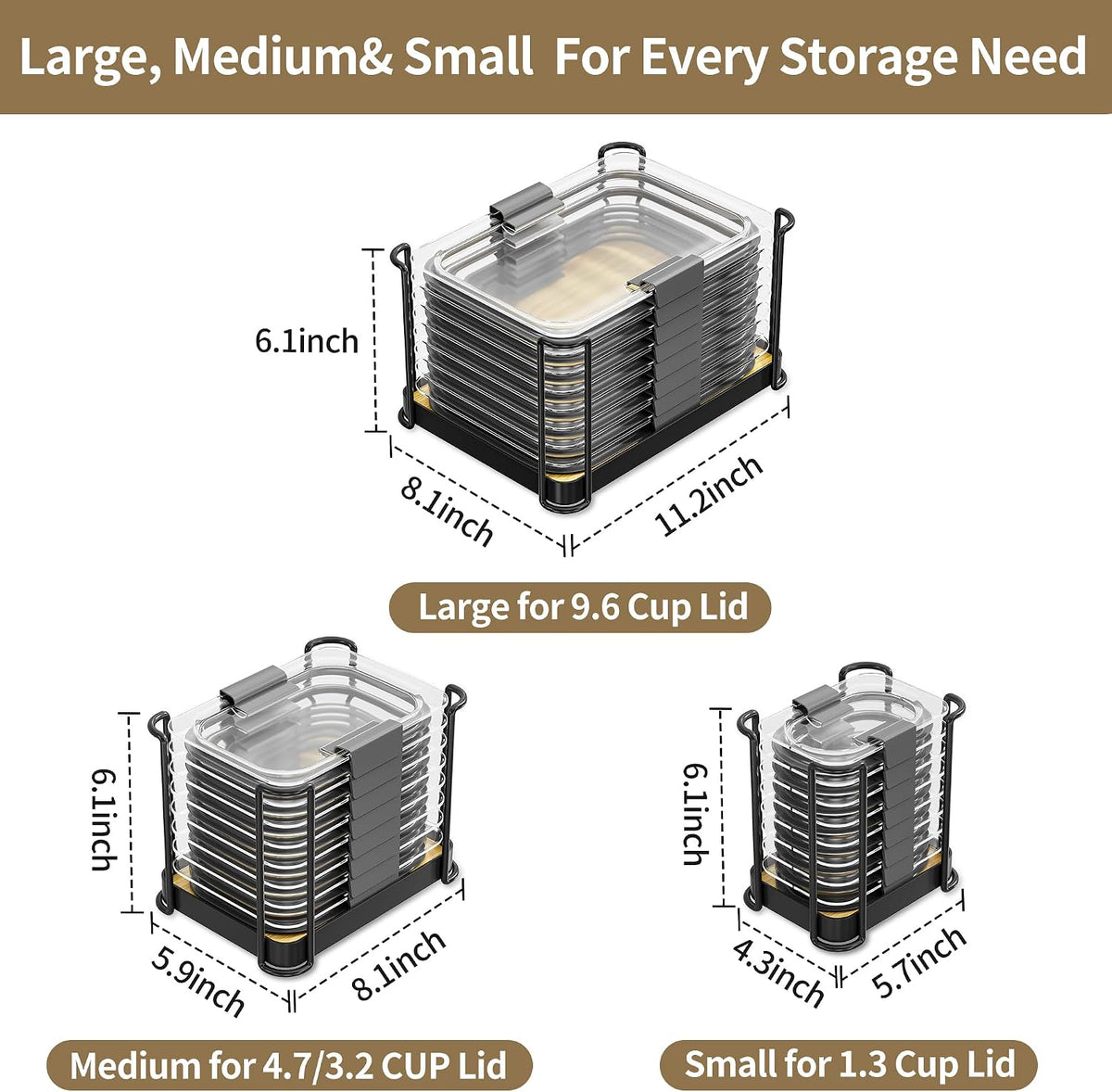 Metal Lid Organizer for Rubbermaid Brilliance, Kitchen 3-Pack 2
