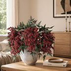 Artificial Flowers 35 Inch Artificial Nandina Berry Stem 3 Pcs Faux Flowers for Vase Realistic Sedum Spray for DIY Bouquet, Shower, Farmhouse, Mantel, Home Decor(Burgundy)