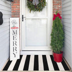 LEEVAN 2x4.3 Small Black and White Striped Layered Woven Outdoor Door Mats