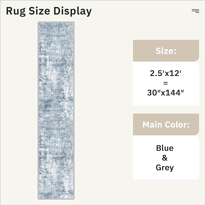 Runner Rug 2'6" x 12' Washable Non-Slip 2.5x12 ft Long Runner Rugs - Image 5