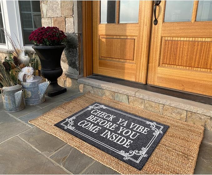 Front Door Indoor Outdoor Entrance Doormat Grey Rubber Welcome Door Mat Come - Image 6