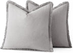 MIULEE Decorative Throw Pillow Covers Neutral Linen Fringe Throw Pillows Euro - Image 6