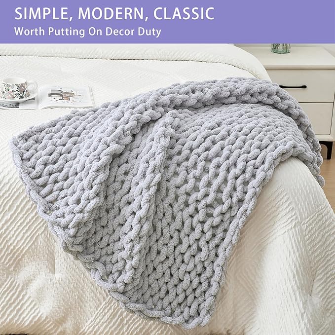 Bigacogo Chunky Knit Throw Blanket - Image 3