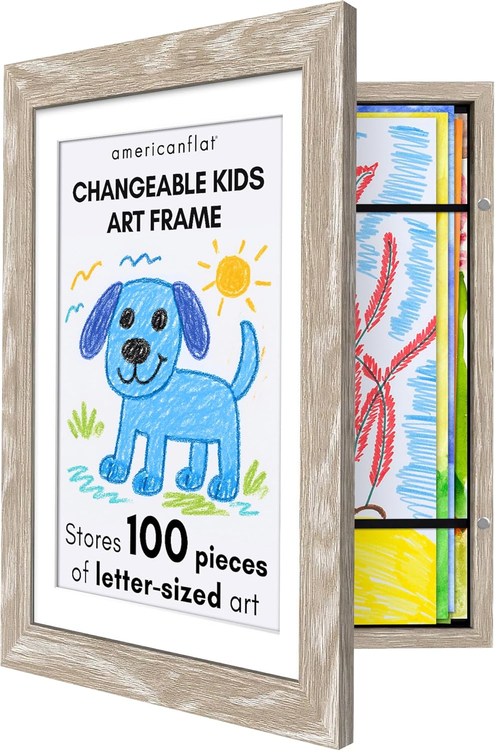 Americanflat 8.5x11 Changeable Kids Art Frame - Driftwood