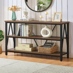 Entryway Console Table, 3 Tier Entry Table with Open Shelves, Black, 47 IN
