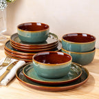 GBHOME Dinnerware Sets for 4, 12 Pieces Ceramic Plates and Bowls Set