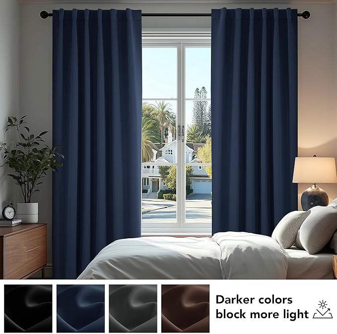 Deconovo Blackout Curtains, Thermal Insulated, W38 x L63 2 Panels, Back Tab - Image 4