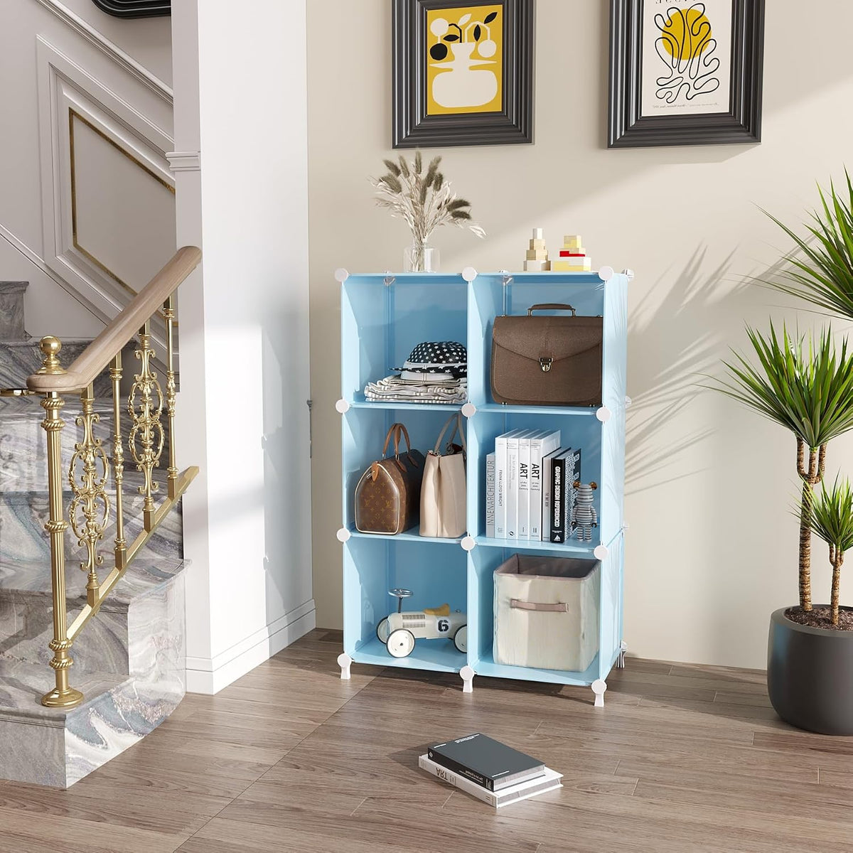 AWTATOS Cube Storage Organizer, Closet Organizers, 6 Cube Shelf, Blue