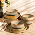 Ceramic Dinnerware Set for 4, 12-Piece Plates and Bowls Set