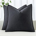 MIULEE Decorative Linen Euro Sham Pillow Covers 22x22 Inch Dark Gray Boho by MIULEE