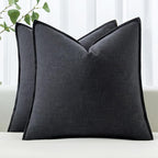 MIULEE Decorative Linen Euro Sham Pillow Covers 22x22 Inch Dark Gray Boho by MIULEE