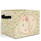 Coquette Pink Bow White Duck Storage Bins Box with Handles, Duck Lover Gifts Laundry Basket Hamper Collapsible Clothes Toys Organizer for Kids Girls Bedroom Bathroom Nursery