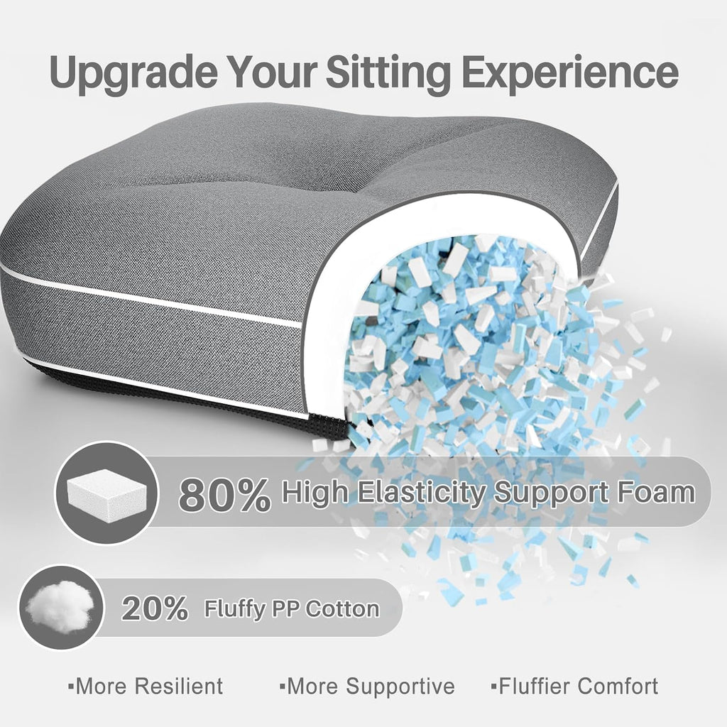 YZ HOME Jumbo Rocking Chair Cushion with Memory Foam for Outdoor/Indoor,Set of Thicken Seat & Back Chair Cushions with Ties,Non-Slip Chair Pad for Rocker,Light Grey,28 * 18 * 5/18x18x5 of 2 piece