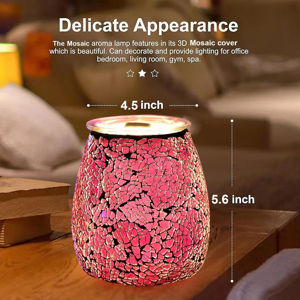 Dicimi Candle Warmer Lamp with Timer, Electric Wax Melt Warmer with Stepless Dimming & 2-10H Auto-Off, 2-in-1 Scented Wax Warmer & Night Light, Gradient Glass Home Decor for Bedroom Office