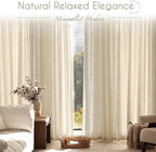 Greyish Beige Linen Curtain 108 inch Length 2 Panels Set Back Tab Light - Image 7