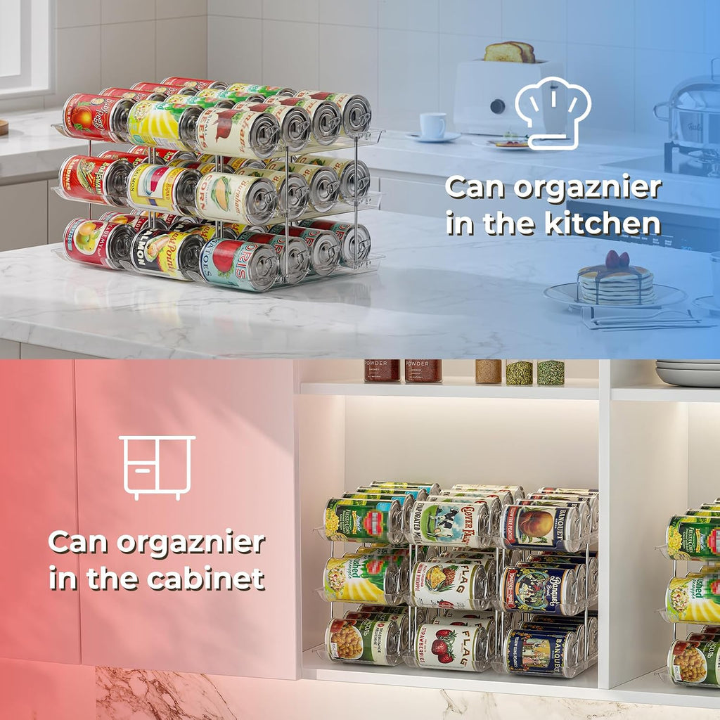 Can Organizer for Pantry 3 Tiers Rolling Can Storage Cupboard