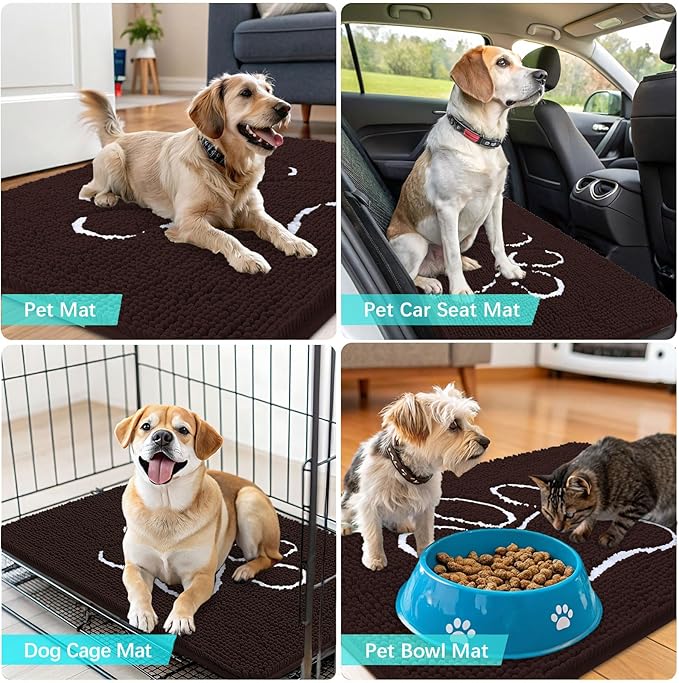 OLANLY Dog Door Mat for Muddy Paws 44x24, Paw Print Design, Absorbs Moisture - Image 7