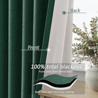 Guken Dark Green 100% Blackout Curtains 96 Inch Length 2 Panels Set - Image 4