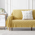 BOURINA Mustard Throw Blanket 50 x90 Inches Throw Textured Solid Soft Sofa - Image 2