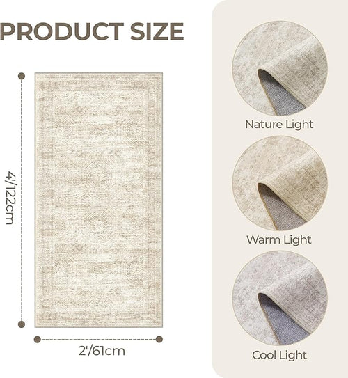 2x4 Washable Rug Runner for Bathroom, Soft Entryway Rug for Laundry Room - Image 2