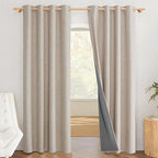 NICETOWN Farmhouse Style 100% Blackout Oatmeal Linen Curtains 90 inches Length by NICETOWN