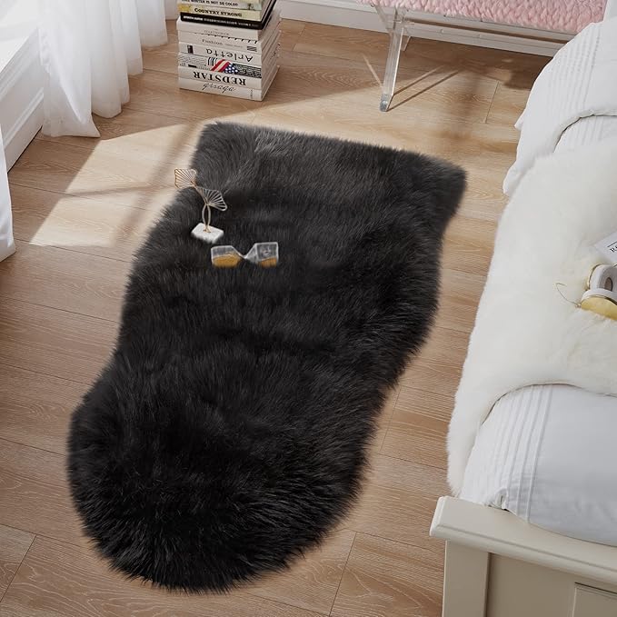 Small Faux Fur Rug, 2x4 ft Ultra Soft Sheepskin Rug Chair Sofa Cover Seat Pad - Image 2