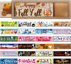 Barydat 25 Pcs Interchangeable Seasonal Wooden Signs with Frame, Retro
