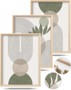 Boho Sage Green Framed Wall Art, Abstract Canvas Prints